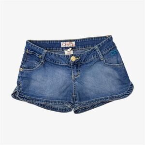Micro mini jean shorts low rise blue
